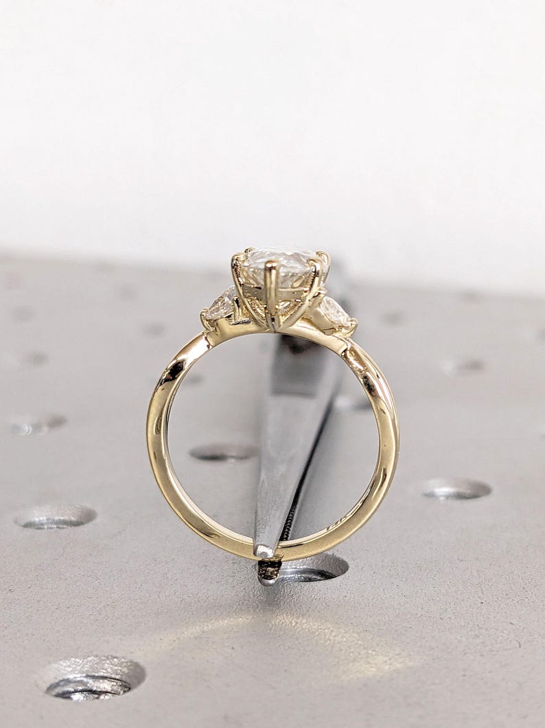 Vintage Diamond Wedding Band | Art Deco Leaf Yellow Gold Branch Matching Band | Twig Band Unique Marquise Lab Diamond Anniversary Women Gift
