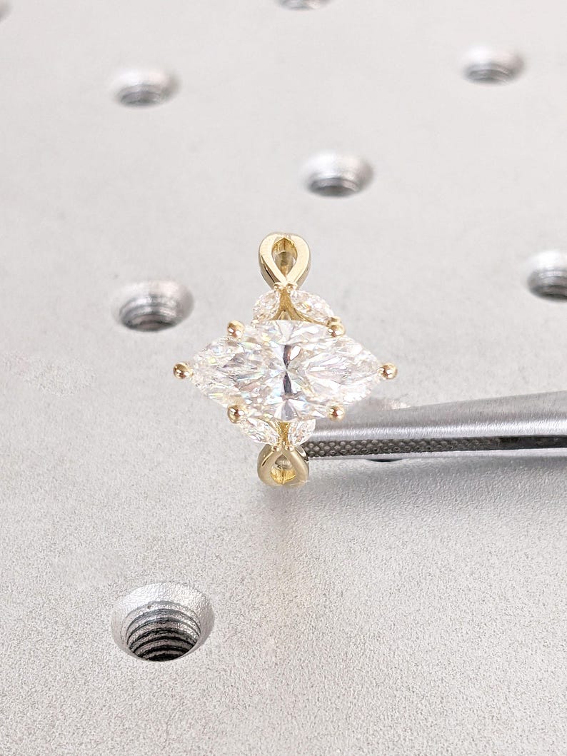 Vintage Diamond Wedding Band | Art Deco Leaf Yellow Gold Branch Matching Band | Twig Band Unique Marquise Lab Diamond Anniversary Women Gift