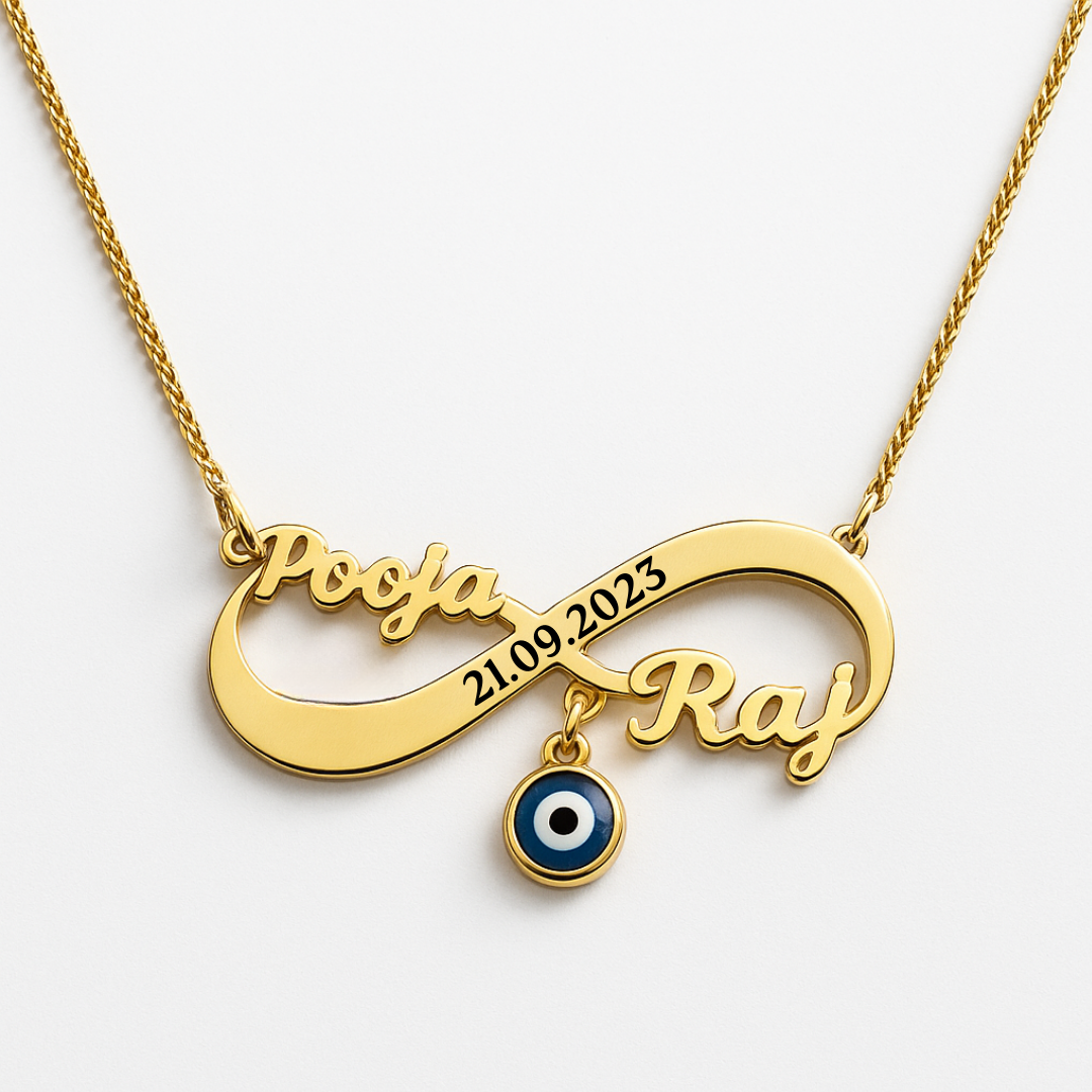 Infinity Couple Name Mangalsutra with Date Engraved