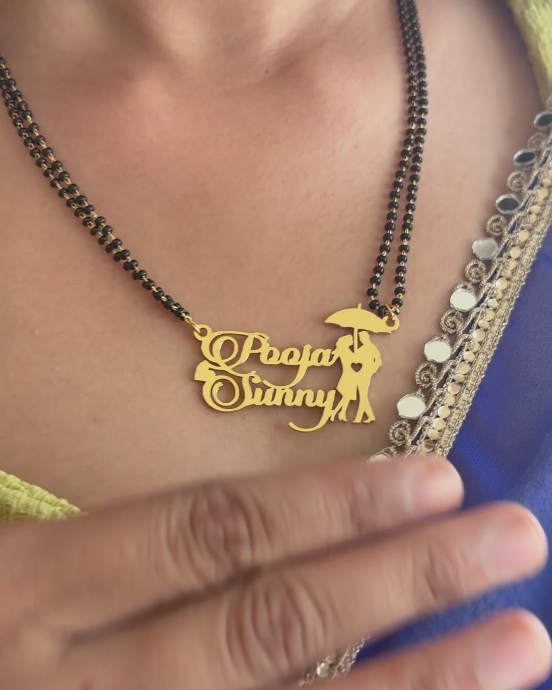 Umbrella Couple Name Necklace