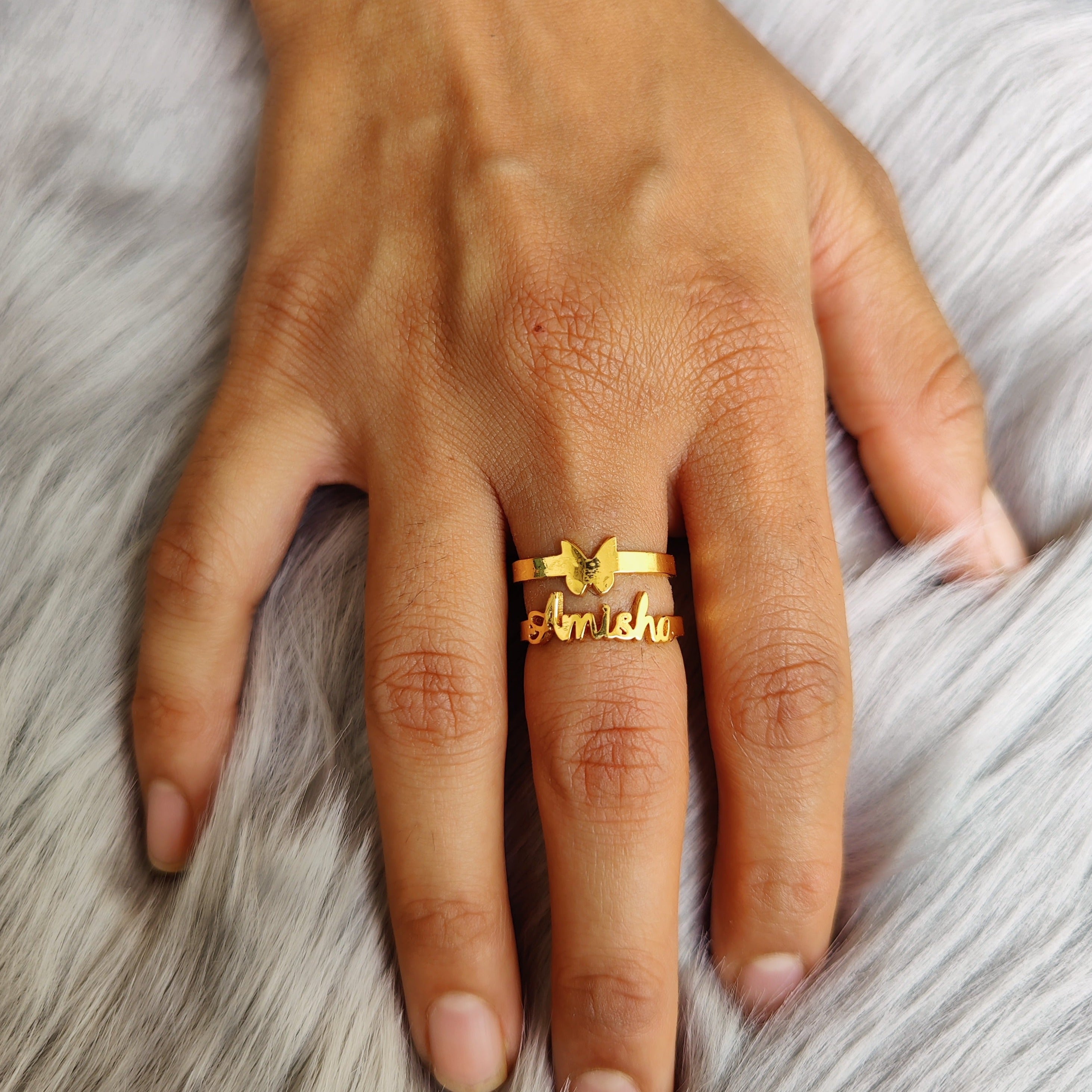 Customize Butterfly Name Ring