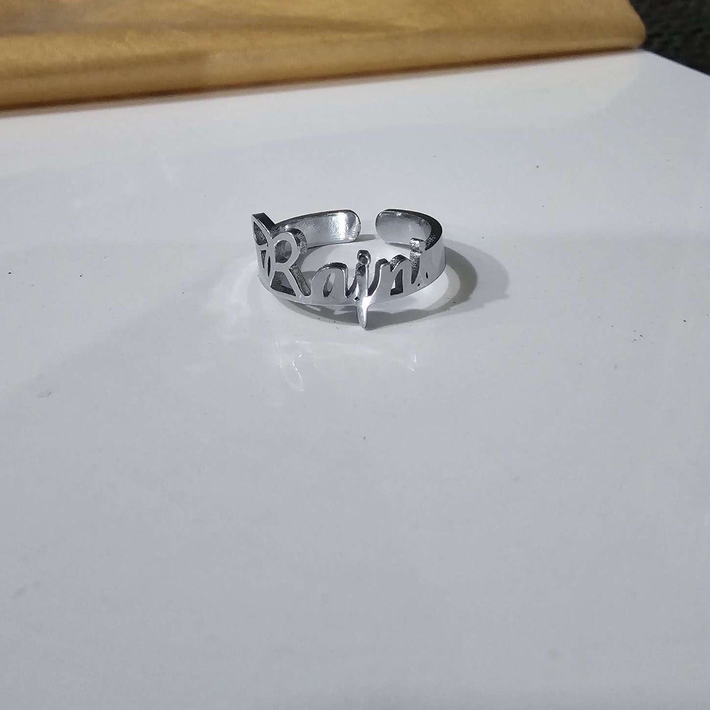 Silver Single Name Ring