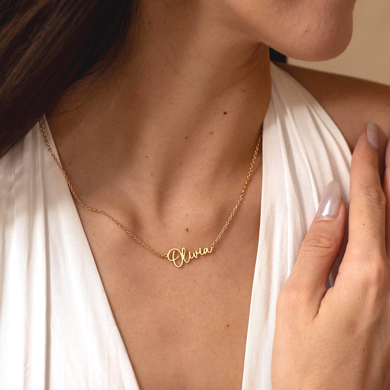 Custom 18K Gold Name Necklace, Personalized Name Necklaces, Silver Necklace with Name, Bridesmaid Gifts, Mother's Day Gift, Gift for Her