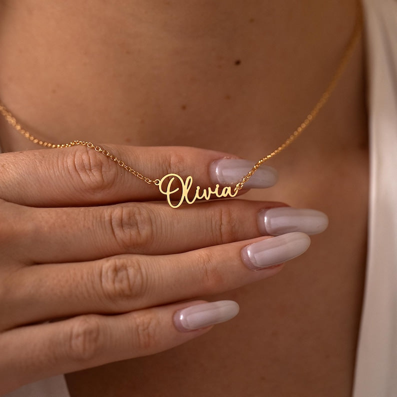 Custom 18K Gold Name Necklace, Personalized Name Necklaces, Silver Necklace with Name, Bridesmaid Gifts, Mother's Day Gift, Gift for Her