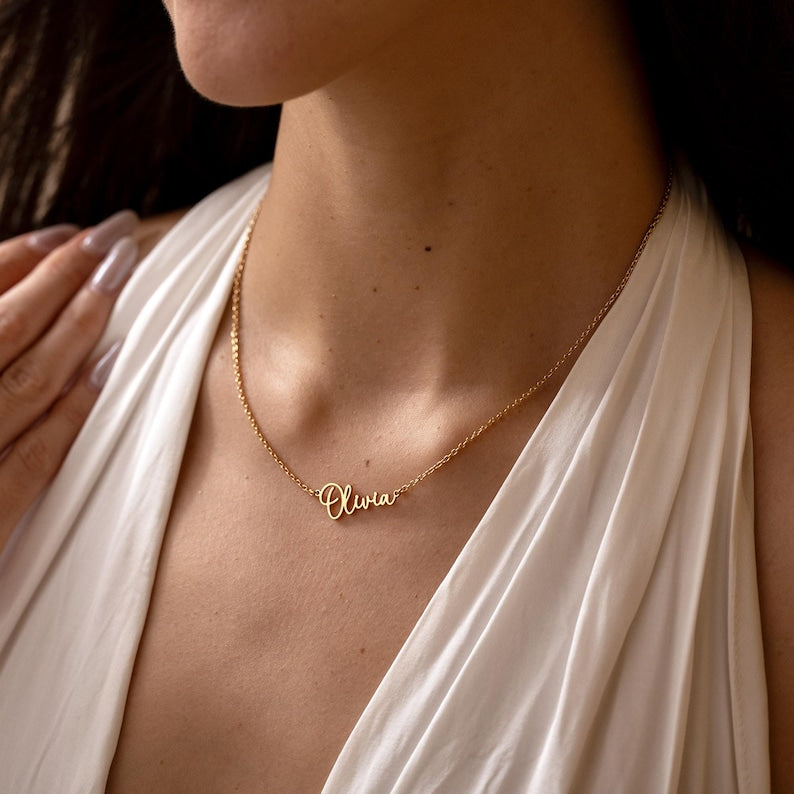 Custom 18K Gold Name Necklace, Personalized Name Necklaces, Silver Necklace with Name, Bridesmaid Gifts, Mother's Day Gift, Gift for Her