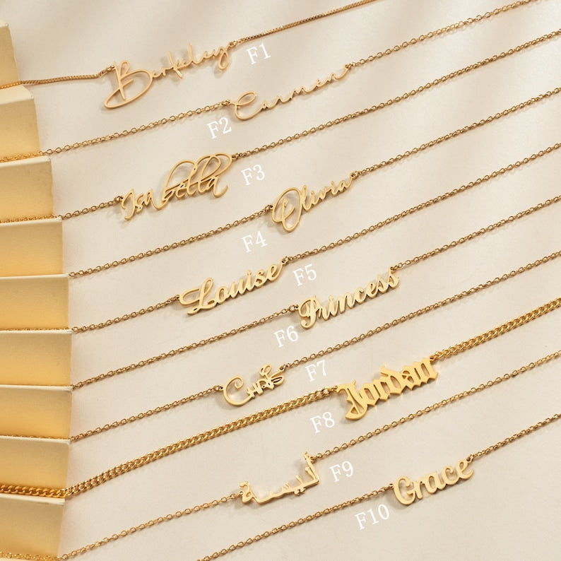 Custom 18K Gold Name Necklace, Personalized Name Necklaces, Silver Necklace with Name, Bridesmaid Gifts, Mother's Day Gift, Gift for Her