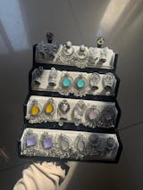 set of 12 oxidized designer  earrings with folding jewlelry box