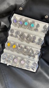 set of 12 oxidized designer  earrings with folding jewlelry box