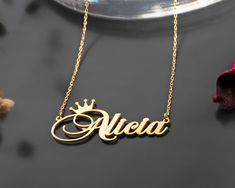 Crown Custom Name Necklace, Personalized bridesmaid proposal gifts jewelry gift, Valentine's Day Gift, Gift for Her