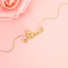 Crown Custom Name Necklace, Personalized bridesmaid proposal gifts jewelry gift, Valentine's Day Gift, Gift for Her