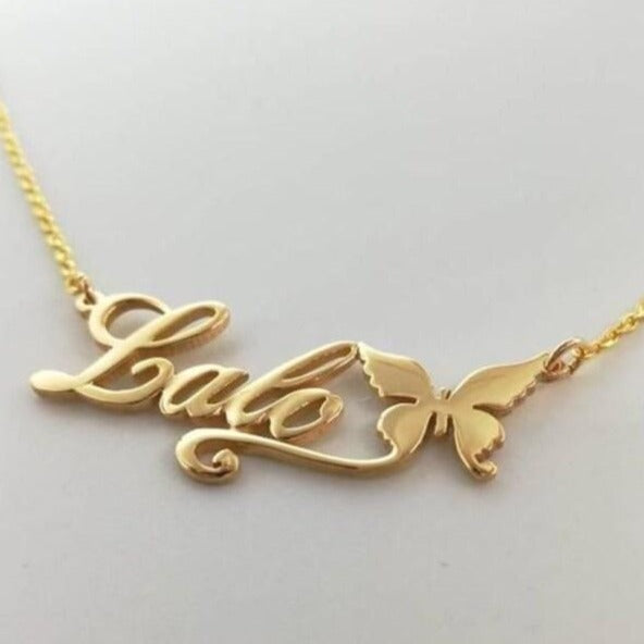 Personalized Butterfly Name Necklace