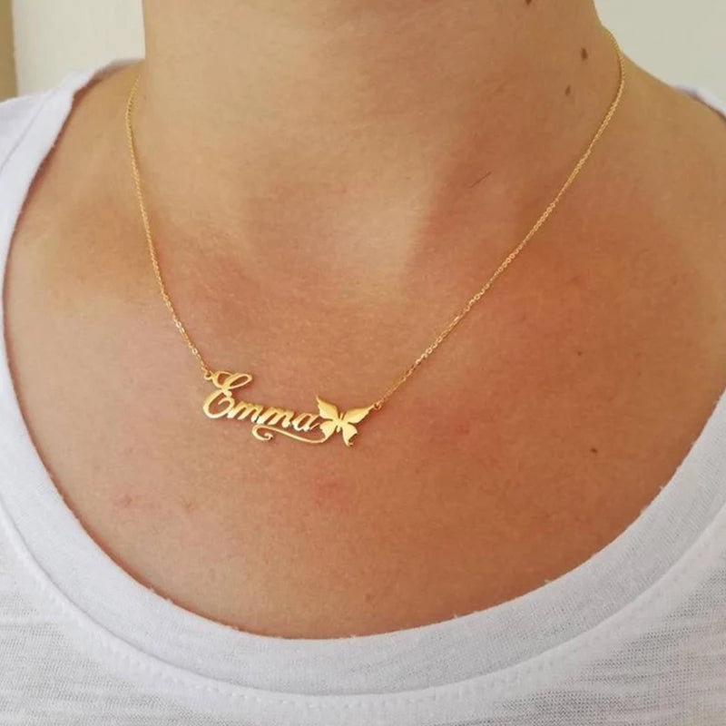 Personalized Butterfly Name Necklace