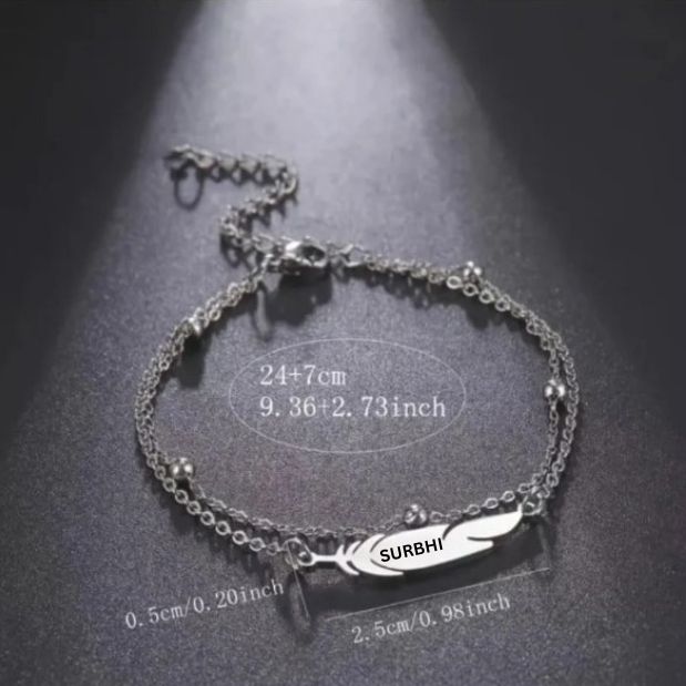Customised Beautiful Double Chain Boho Feather Anklet