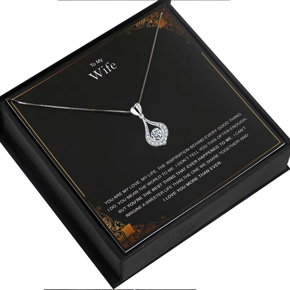 Women's Teardrop Pendant Necklace With To My Wife Message Card
