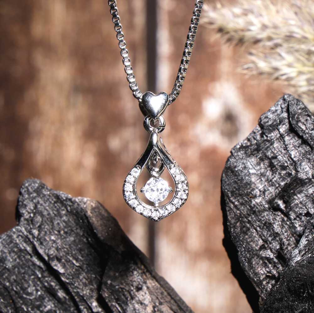 Women's Teardrop Pendant Necklace With To My Wife Message Card