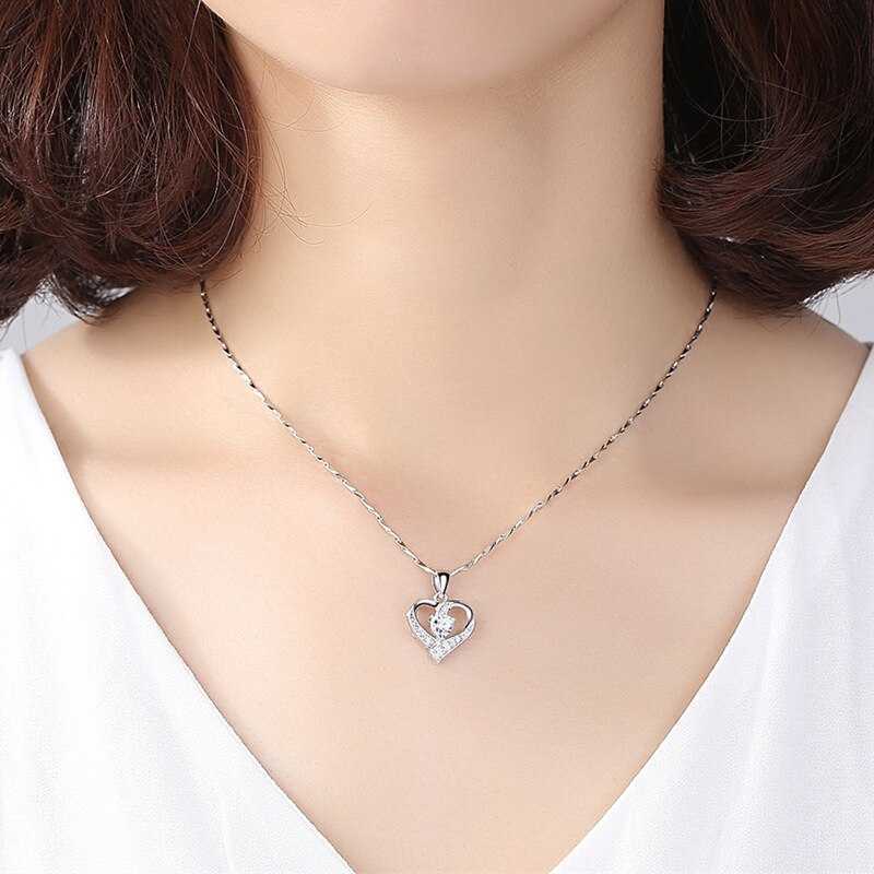 Women's Silver Plated Zirconia Heart Pendant With To My Future Wife Valentine's Message Card