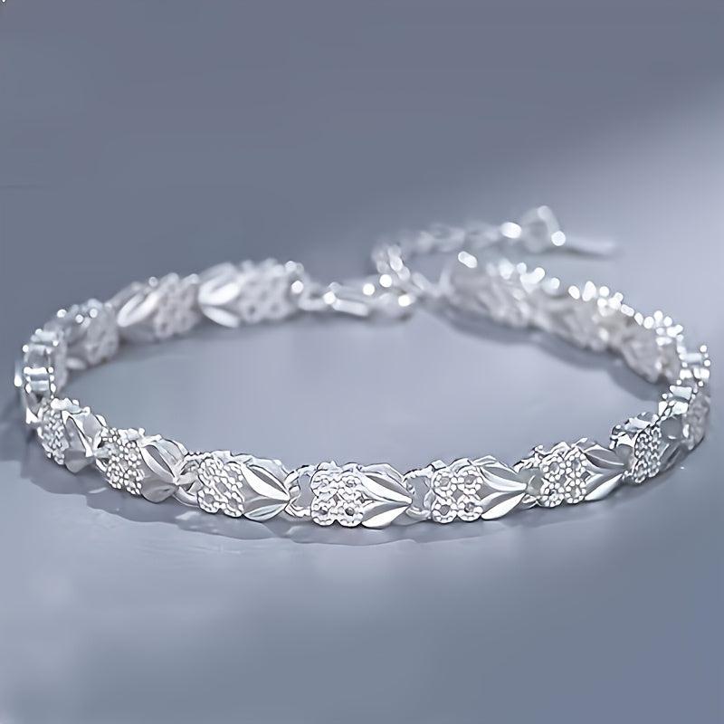 925 Silver Bohemian Bracelet Leaf Design Toggle Clasp
