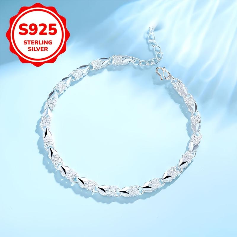 925 Silver Bohemian Bracelet Leaf Design Toggle Clasp