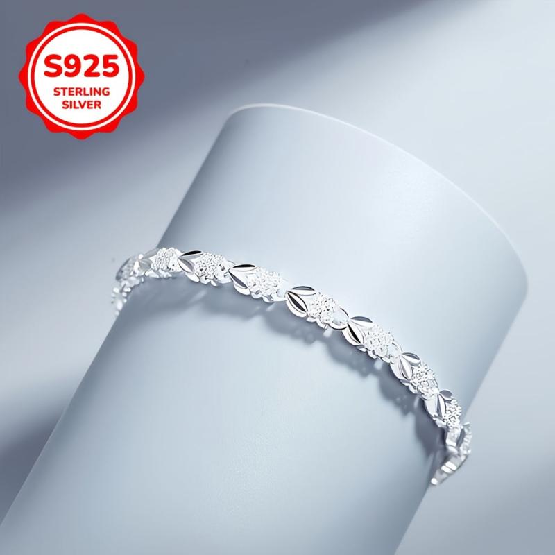 925 Silver Bohemian Bracelet Leaf Design Toggle Clasp