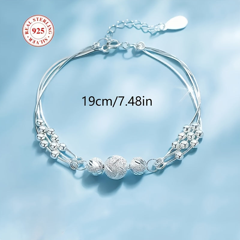 925 Silver Women's Three Lives Three Worlds Lucky Bead Bracelet