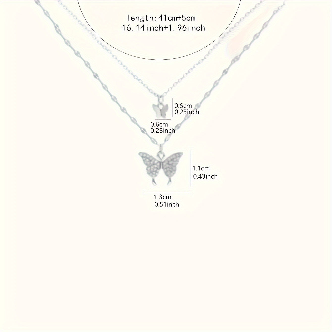 Double Layered Butterfly Pendant Necklace with Rhinestones