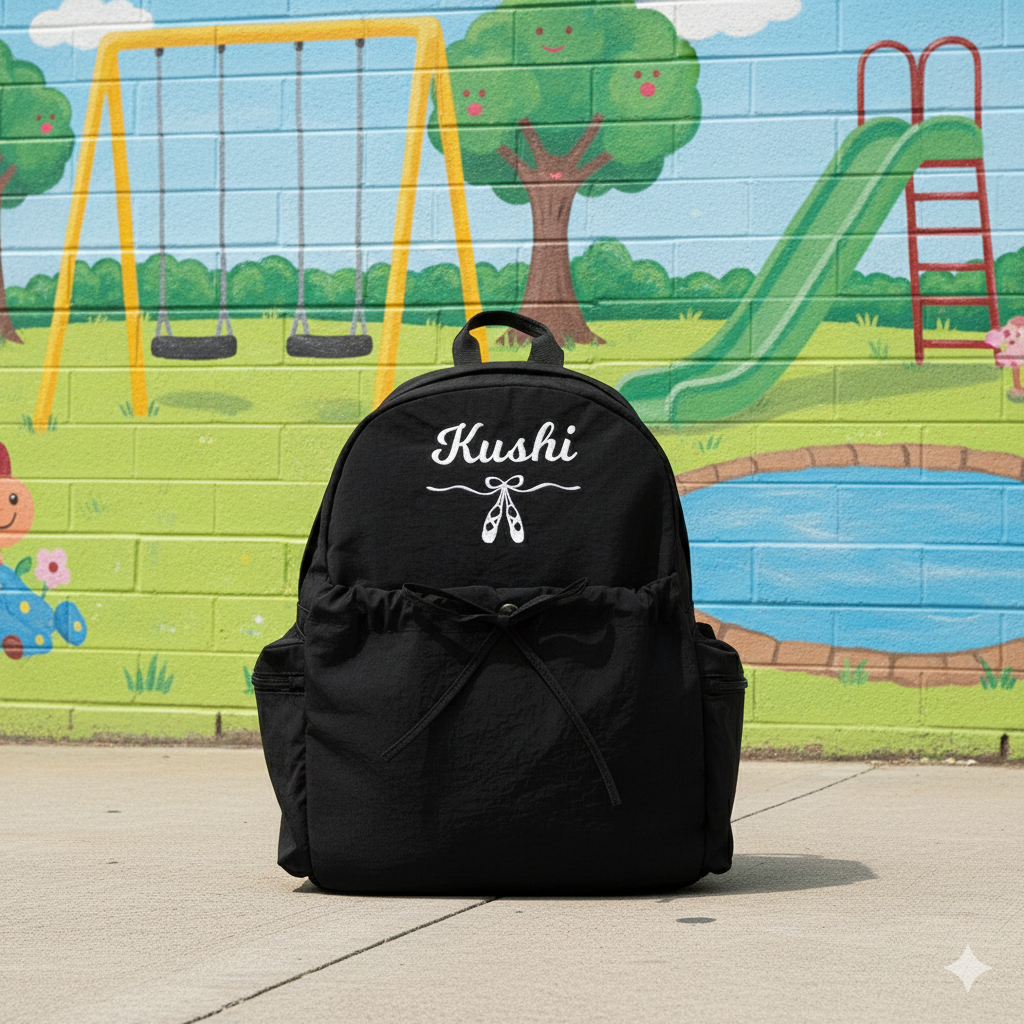 Personalized Kids Backpack with Bow: Embroidered Name Book Bag.Toddler School Bag Gift