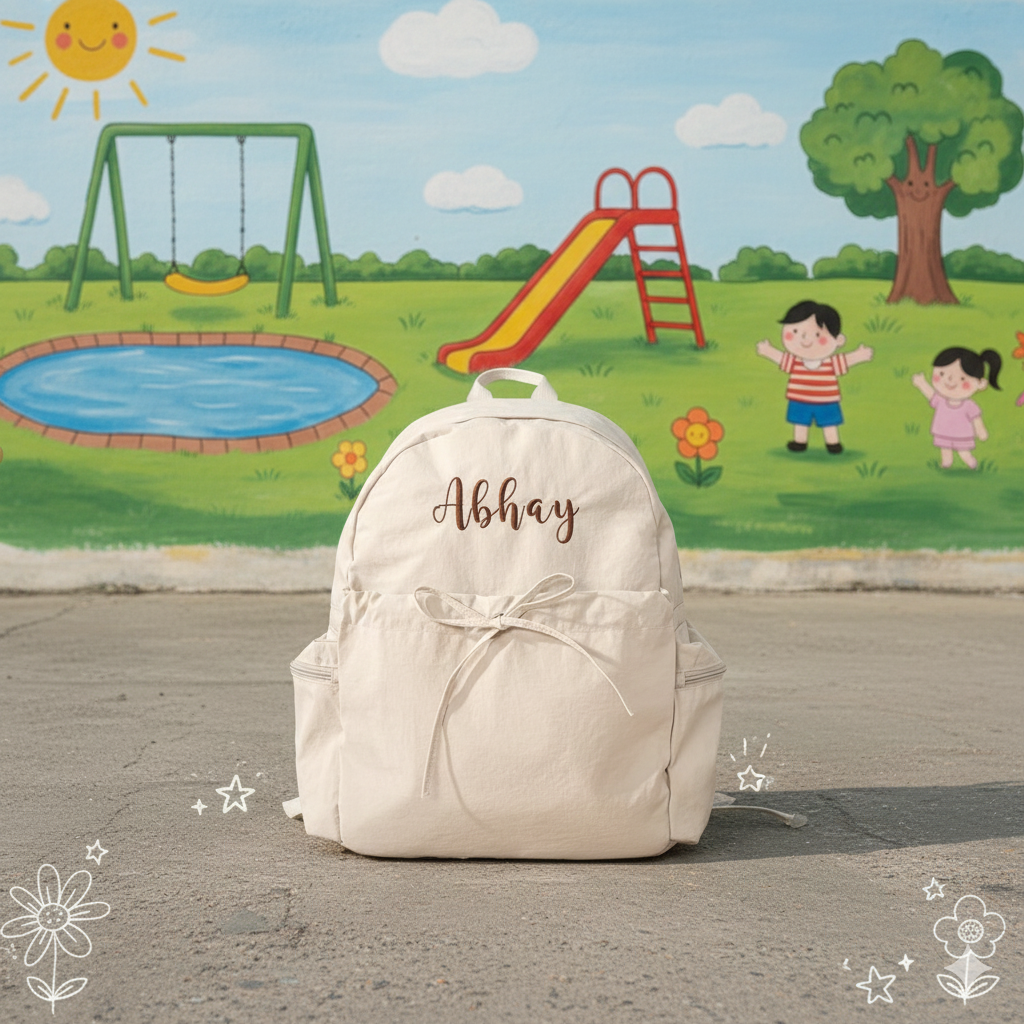 Personalized Kids Backpack with Bow: Embroidered Name Book Bag.Toddler School Bag Gift