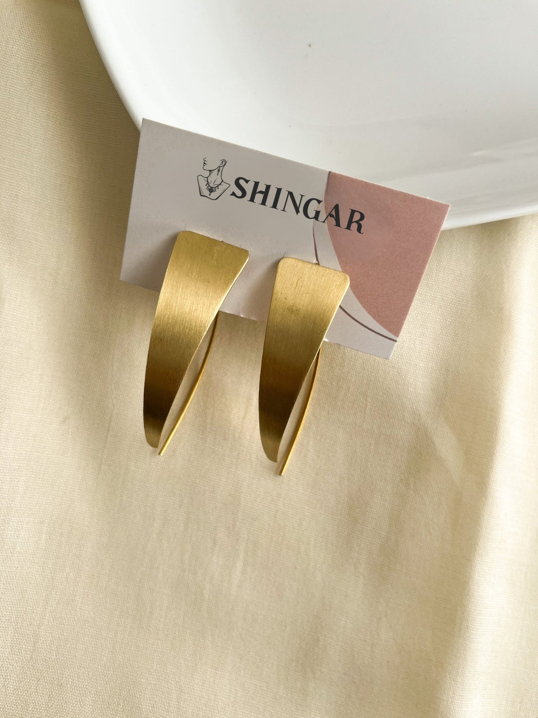 Triangle Long - Brass Statement Earring (Anti tarnish)