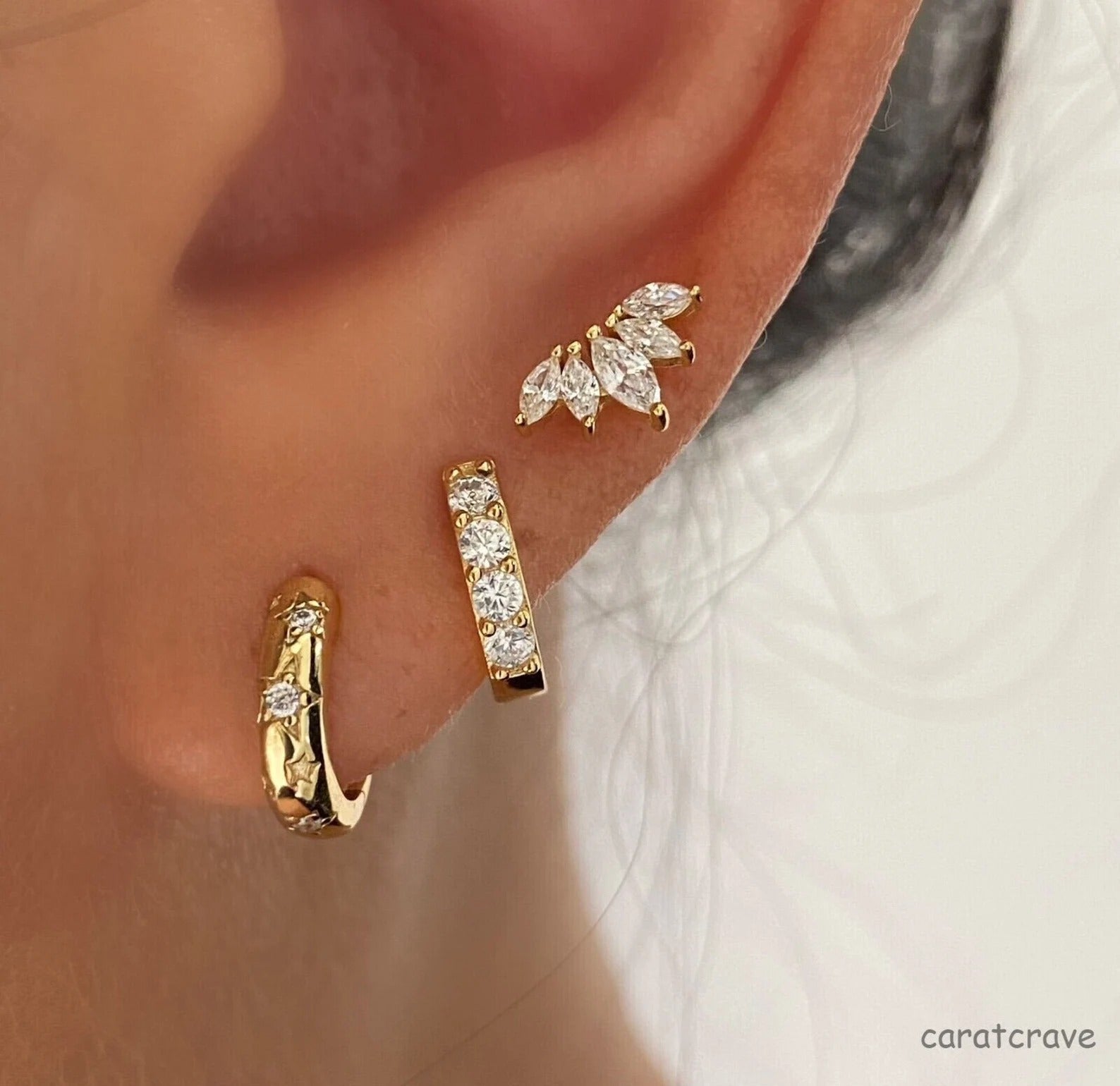 Radiant Sparkle Clear Gem Ear Stud