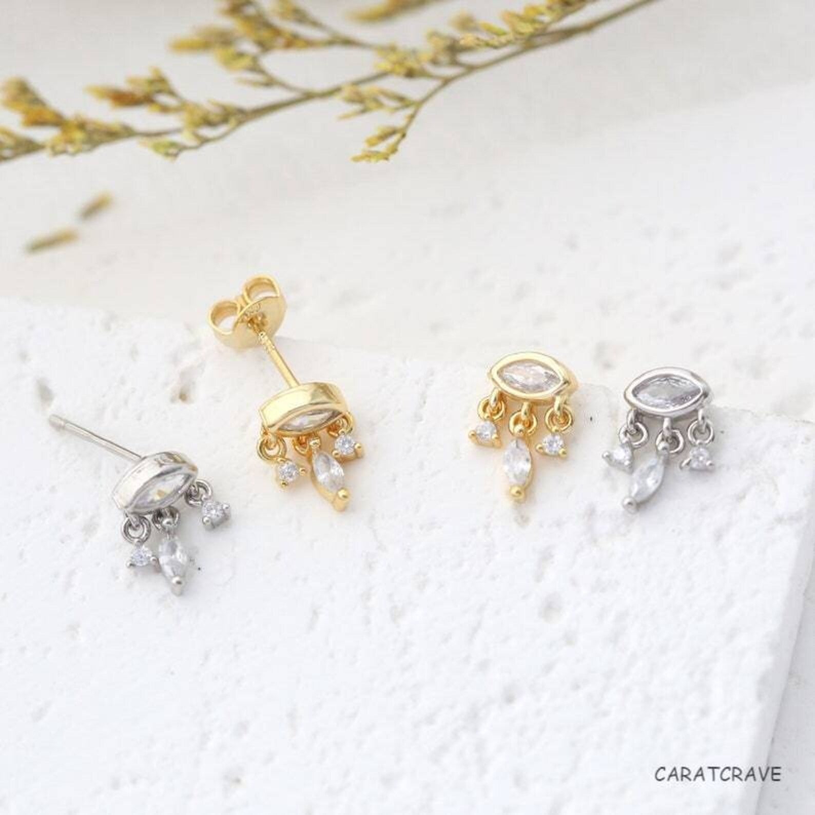 Cosmic Eye Stud Earrings: Sparkling Zirconia Stones