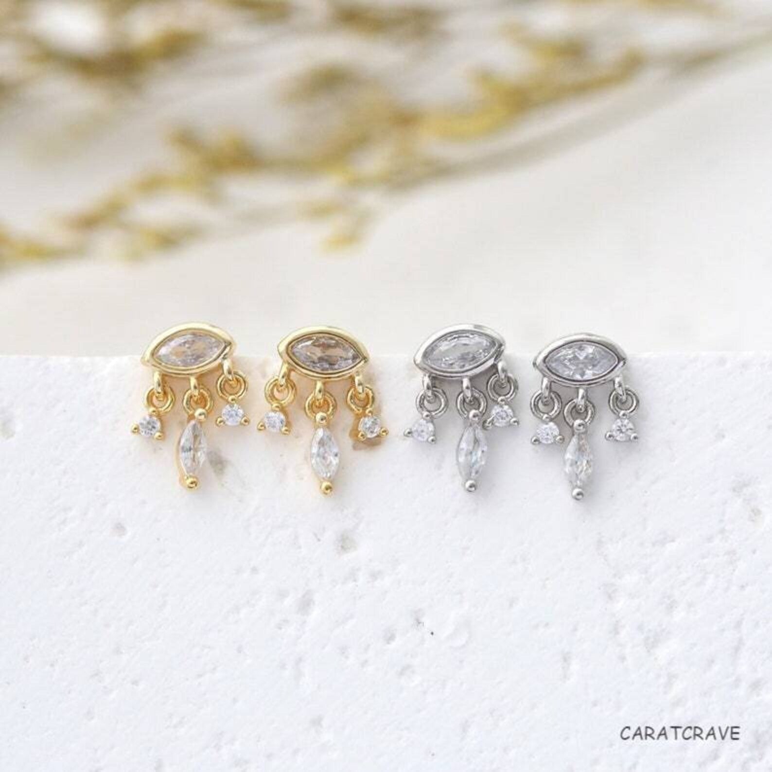 Cosmic Eye Stud Earrings: Sparkling Zirconia Stones