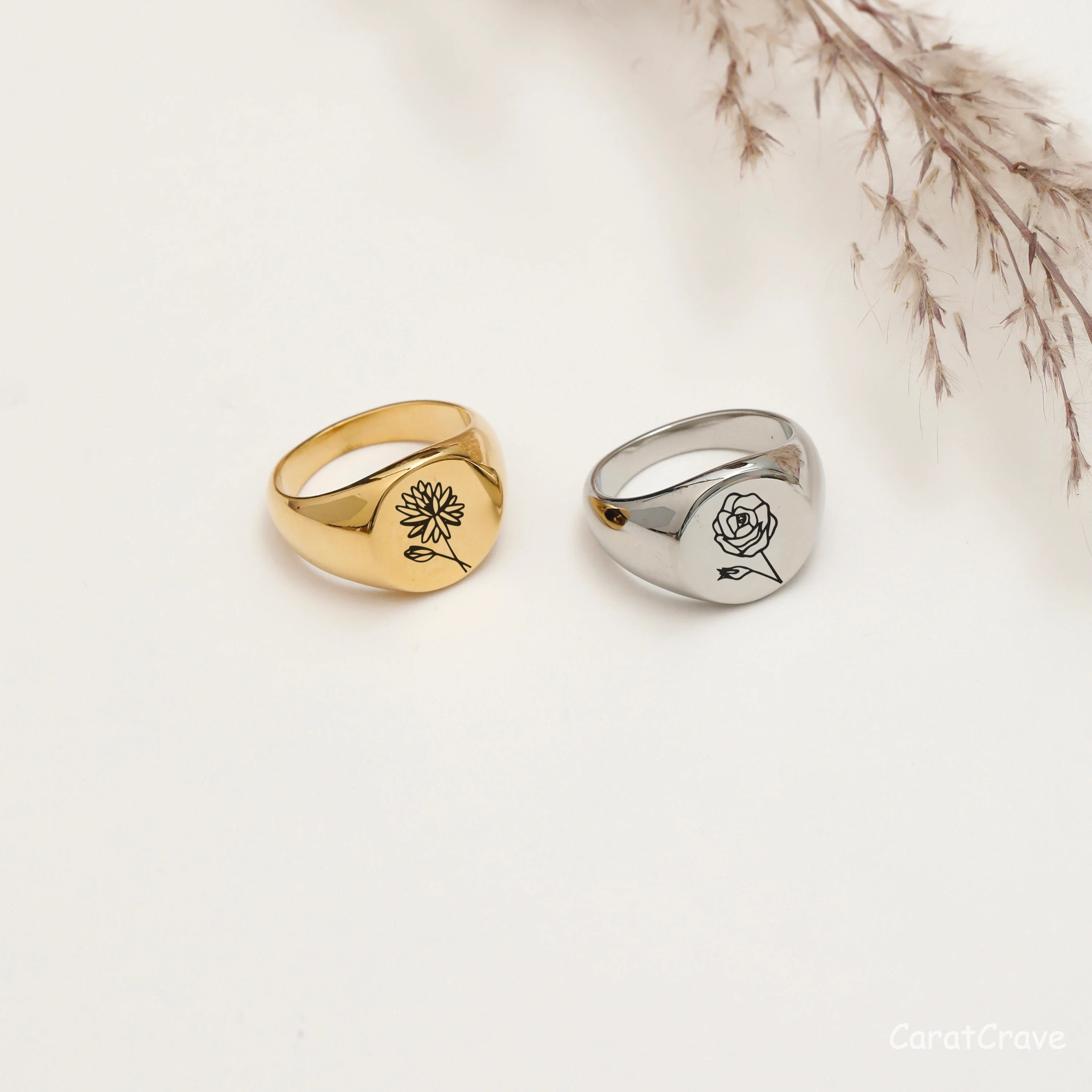 Personalized Birth Flower Ring