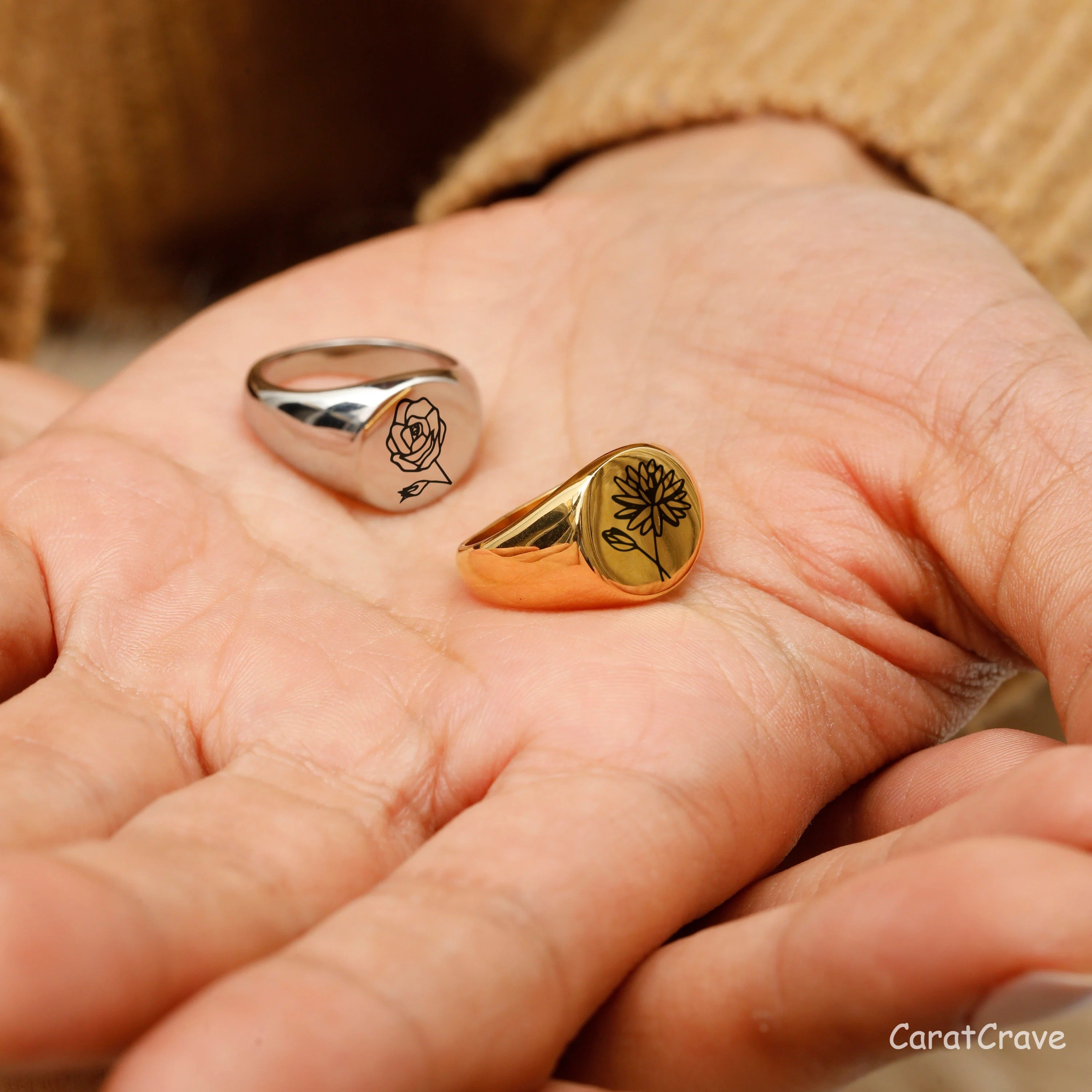 Personalized Birth Flower Ring