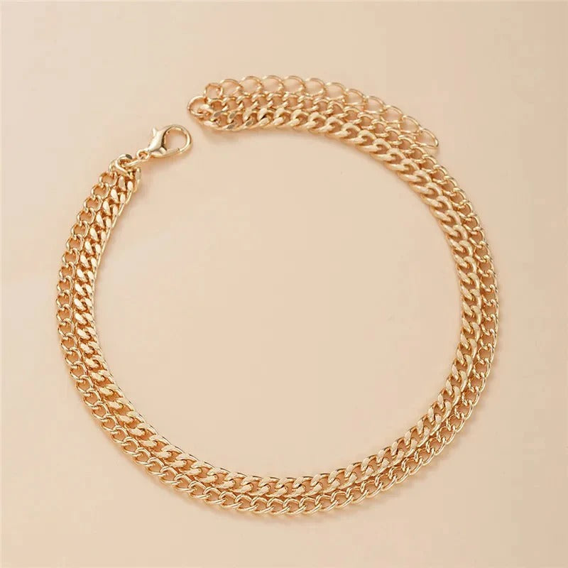 Double Layer Thick & Thin Anklet Set