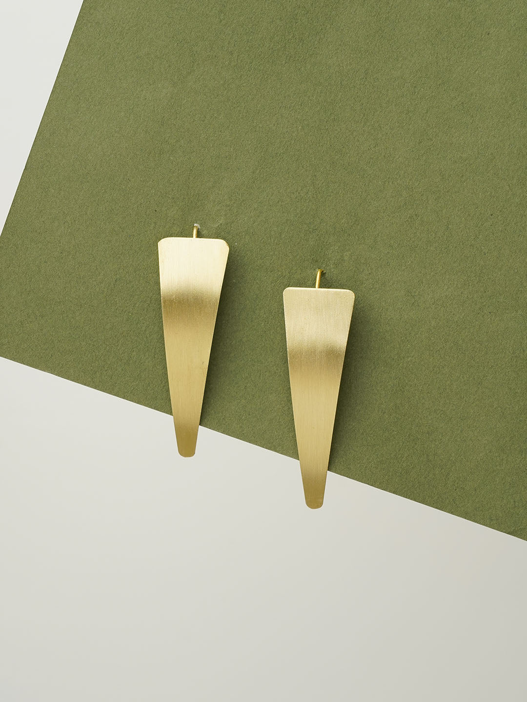 Triangle Long - Brass Statement Earring (Anti tarnish)