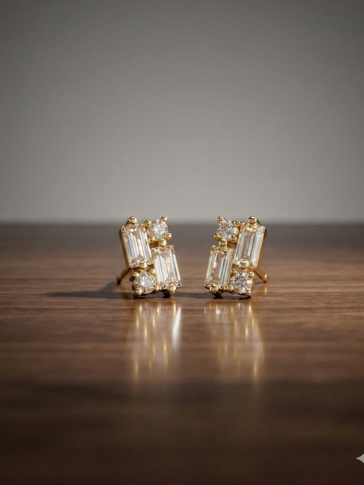 Seven Shades of Sparkle Diamond Brass Studs (Anti Tarnish) - Pair of 7 Earrings