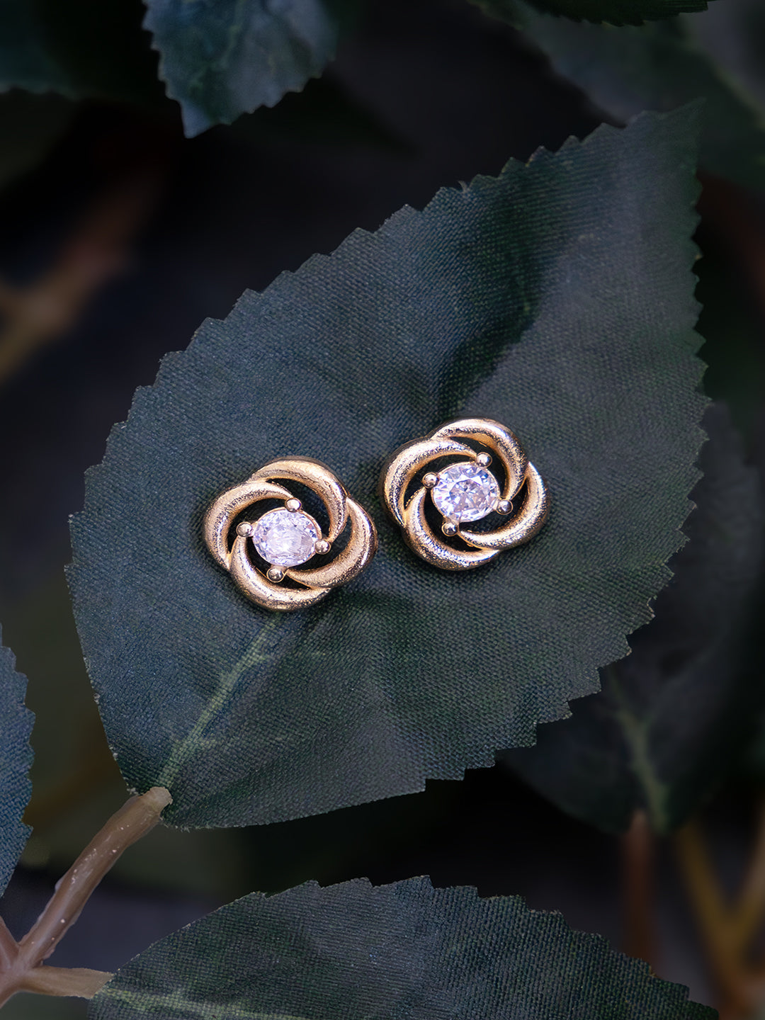 Seven Shades of Sparkle Diamond Brass Studs (Anti Tarnish) - Pair of 7 Earrings