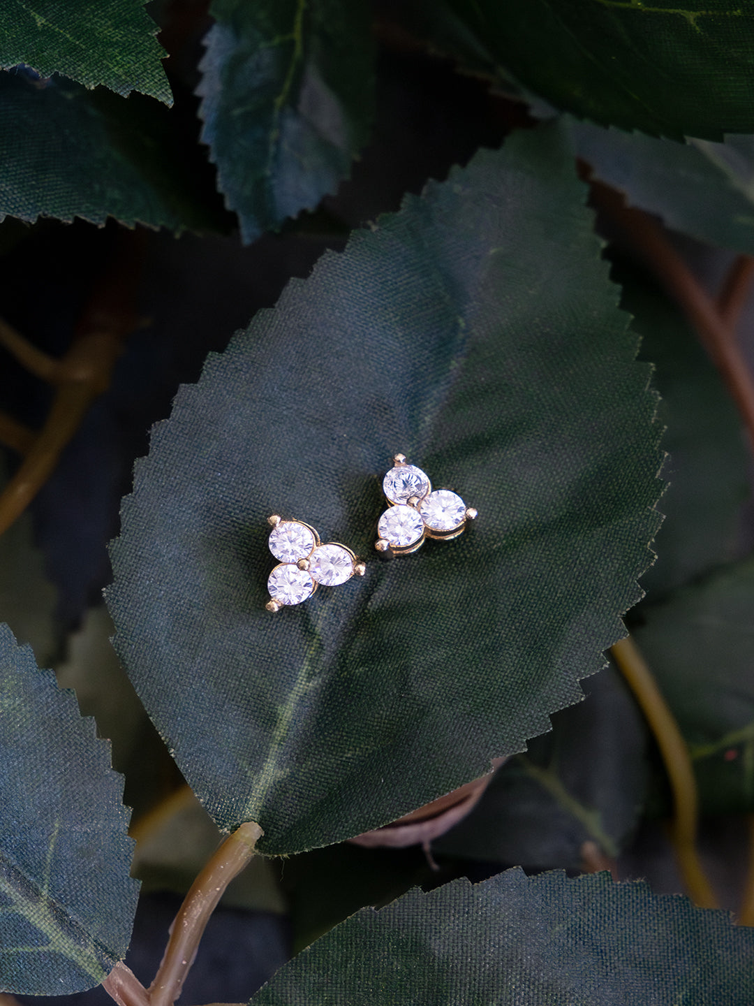Seven Shades of Sparkle Diamond Brass Studs (Anti Tarnish) - Pair of 7 Earrings