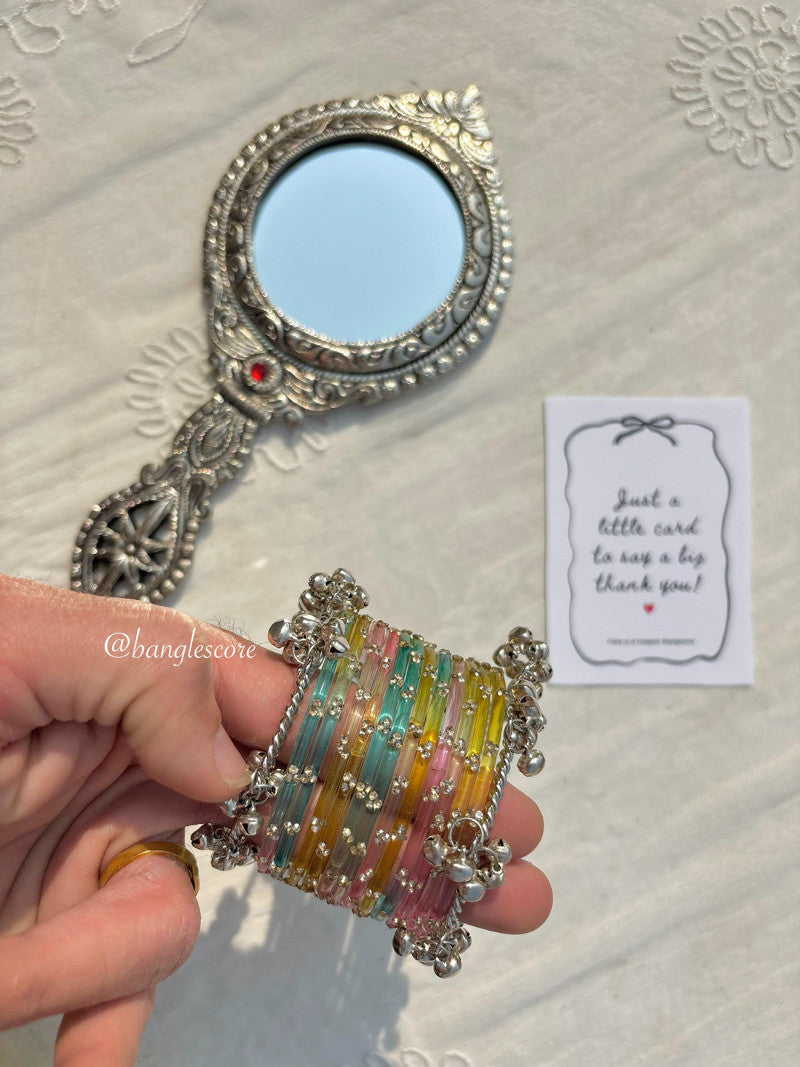 Light Multi + Kashmiri silver ghungroo🩶🤍