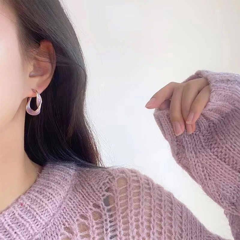 Lilac Twisted Hoop Earrings