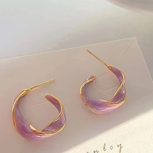 Lilac Twisted Hoop Earrings