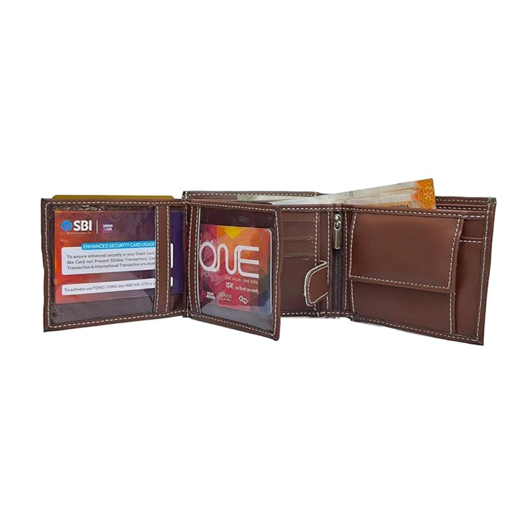Personalized Men's Leather Wallet & Keychain with Name & Charm.