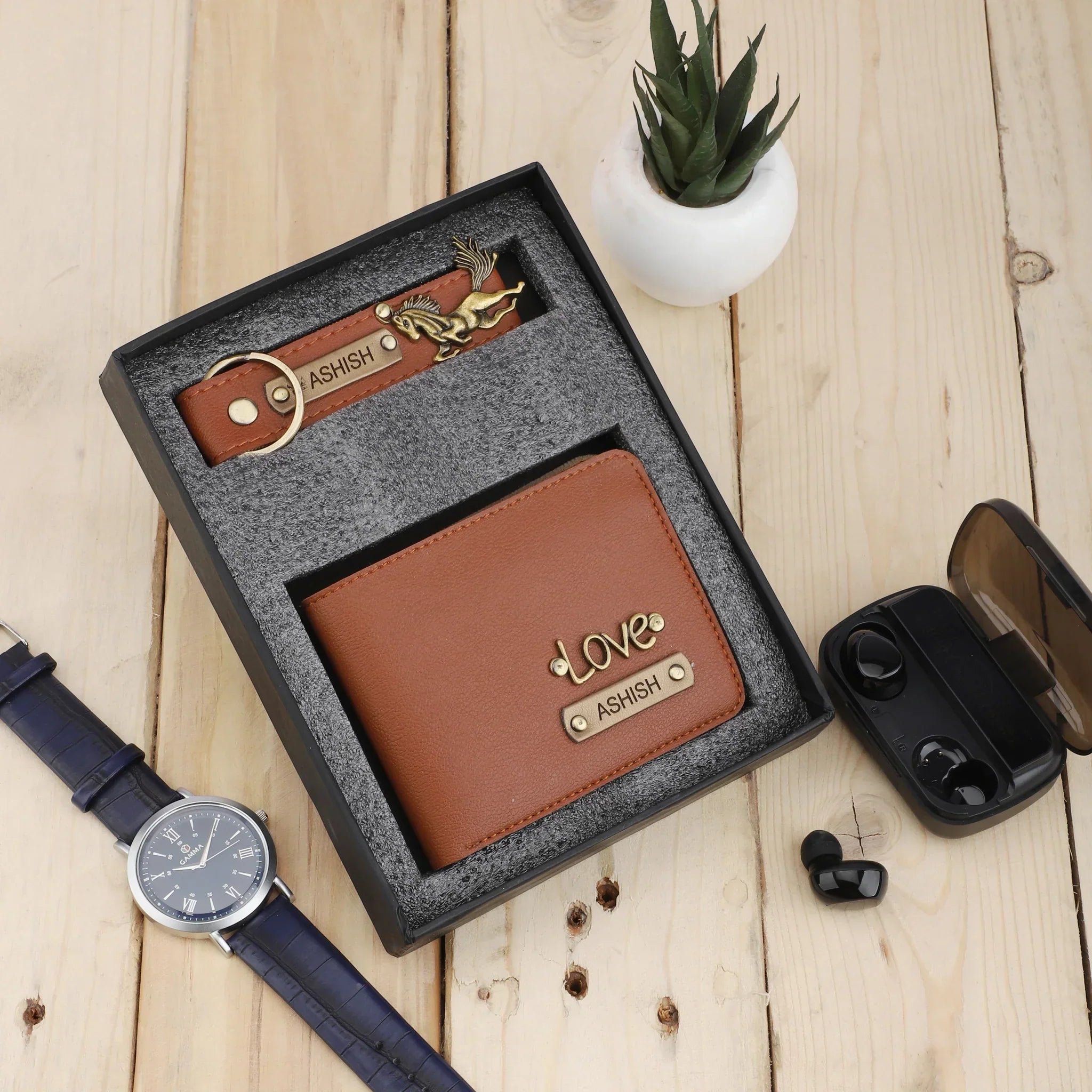 Personalised Men Wallet and Keychain Gift Combo Set of 2