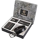 Personalized Leather Name Men's Wallet Keychain and Belt | Customized Gift Combo for Boyfriend Friend Husband Father & Son (Black)
