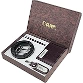 Personalized Leather Name Men's Wallet Keychain and Belt | Customized Gift Combo for Boyfriend Friend Husband Father & Son (Black)