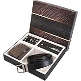 Personalized Leather Name Men's Wallet Keychain and Belt | Customized Gift Combo for Boyfriend Friend Husband Father & Son (Black)